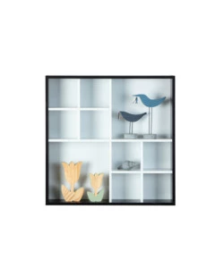 VETRINETTA BIANCA E NERA CON 10 SCOMPARTI, 70X13X70 CM